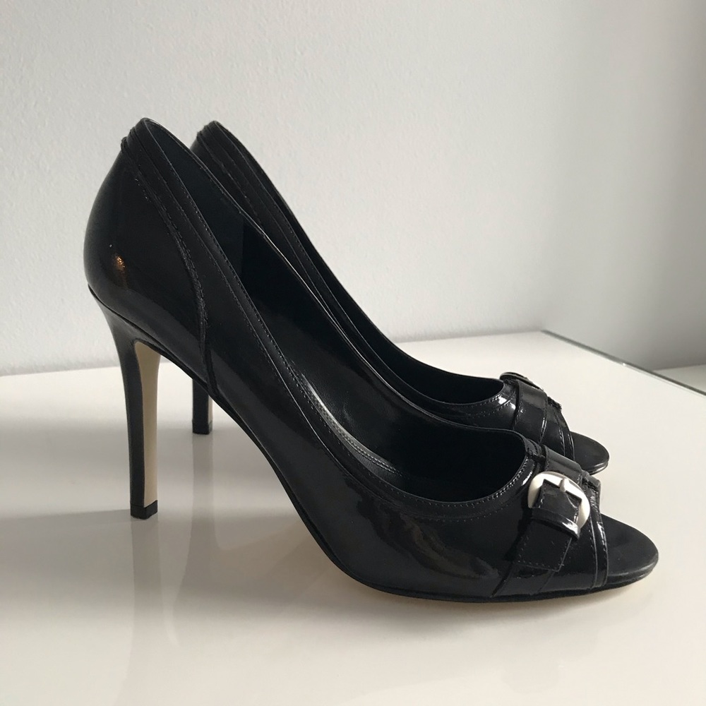 COPY - Enzo Angiolini Eamurray Patent Leather Silver Buckle Black Open Toe Pump… - Picture 9 of 16